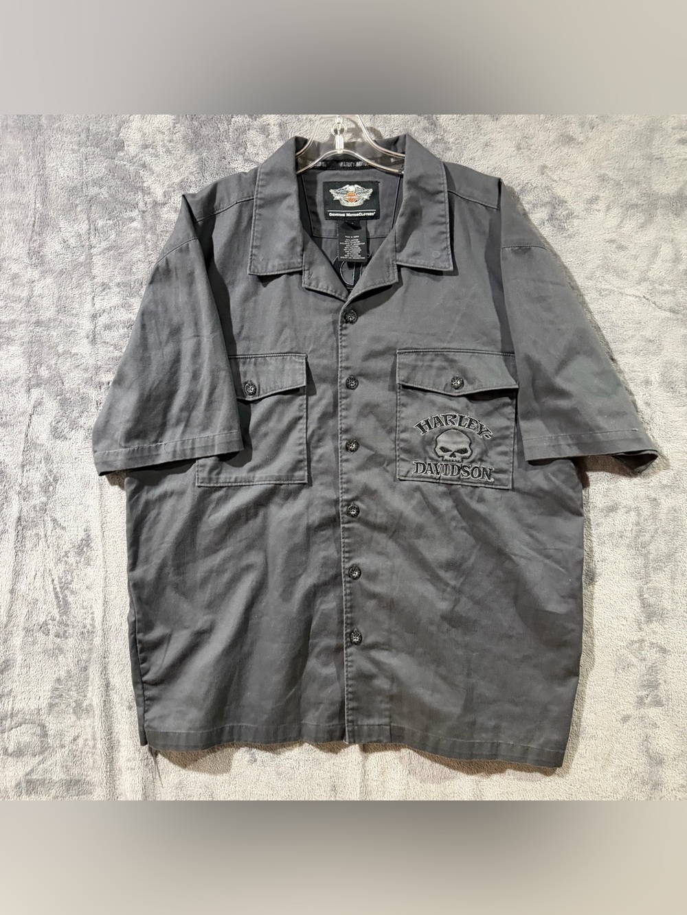 Harley-Davidson Willie G Skull Garage Mechanic Biker Button-up Shirt Men’s Sz XL